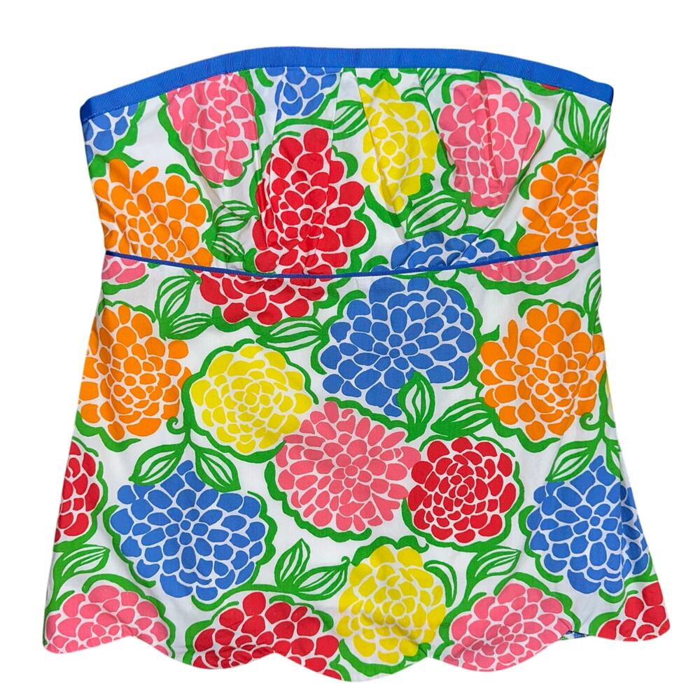 Lilly Pulitzer Strapless Scalloped Cael Top in Zinnie Minnie Floral Size 0